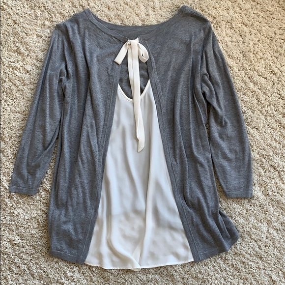 Grey mixed material lightweight sweater - Picture 1 of 5